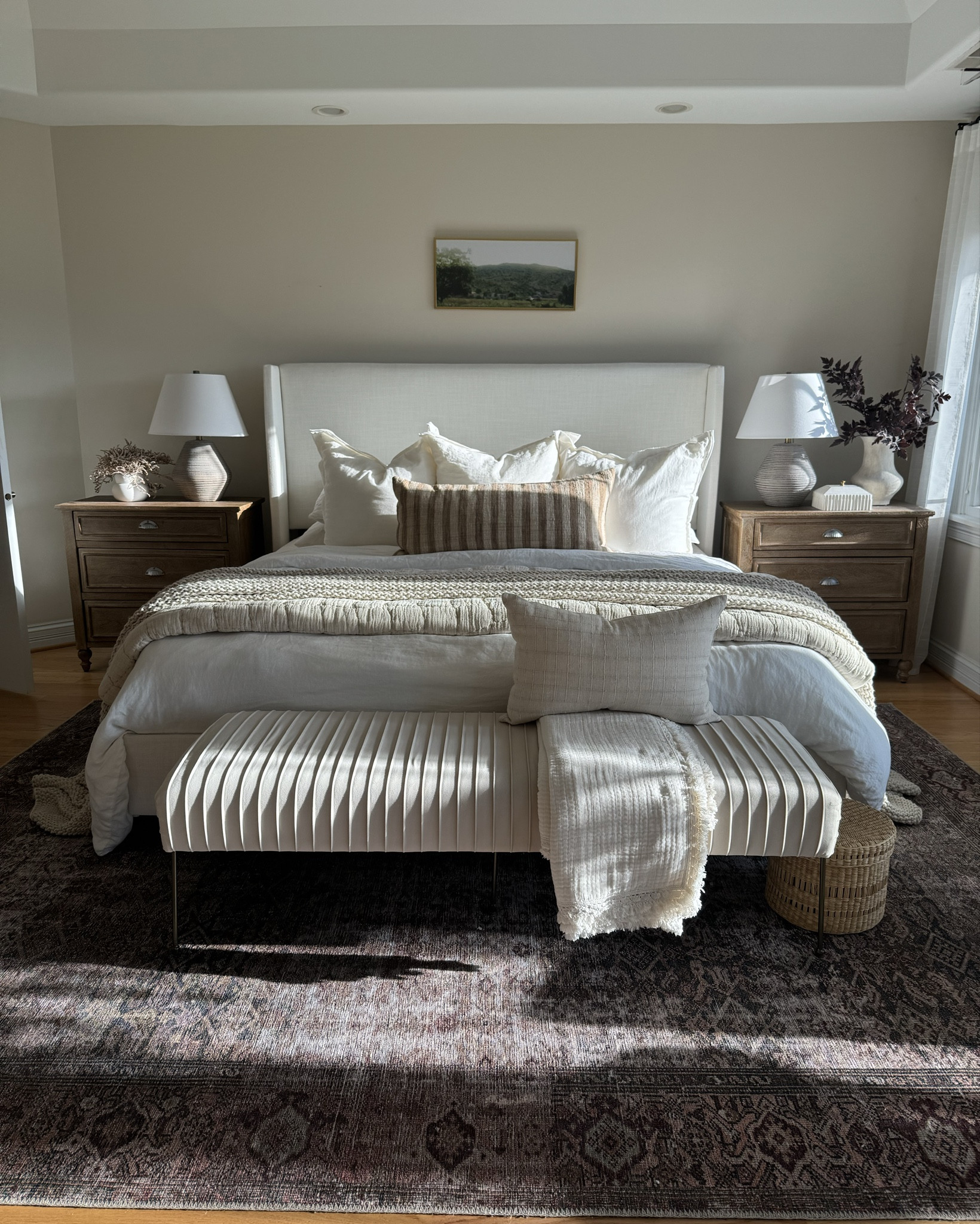 Bedroom details include our best selling upholstered bed in Zuma white color, our moody contrasting rug that’s on sale and my favorite bench rarely ever on sale. 

Bedroom, bed, bedroom bench, nightstand, bedding, bed, Amazon, Wayfair, Walmart, home, 

#LTKSummerSales #LTKHome #LTKSaleAlert