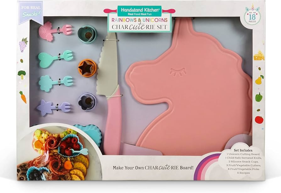 Handstand Kitchen Unicorn Char-cute-rie 18-piece Charcuterie Set for Kid Safe Cooking | Amazon (US)