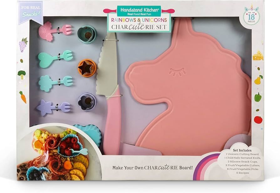 Handstand Kitchen Unicorn Char-cute-rie 18-piece Charcuterie Set for Kid Safe Cooking | Amazon (US)