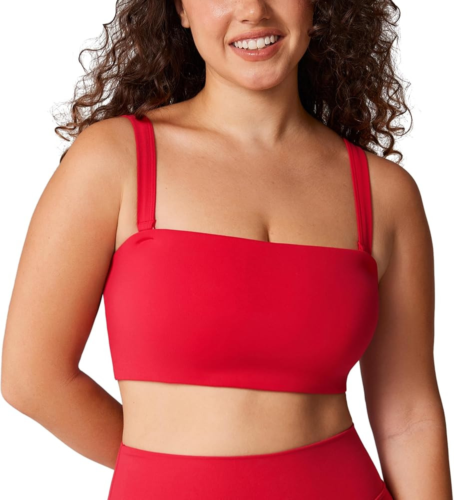 Hugcurve Women's Convertible Sports Bra Bandeau Strapless Tube Top Padded Wireless Yoga Workout | Amazon (US)