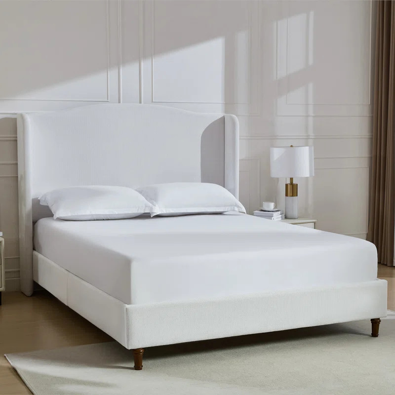 Upholstered Wingback Bed Bed Frame with Headboard Platform Bed | Wayfair North America