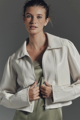 The Freya Faux Leather Whip-Stitch Swing Jacket | Anthropologie (US)