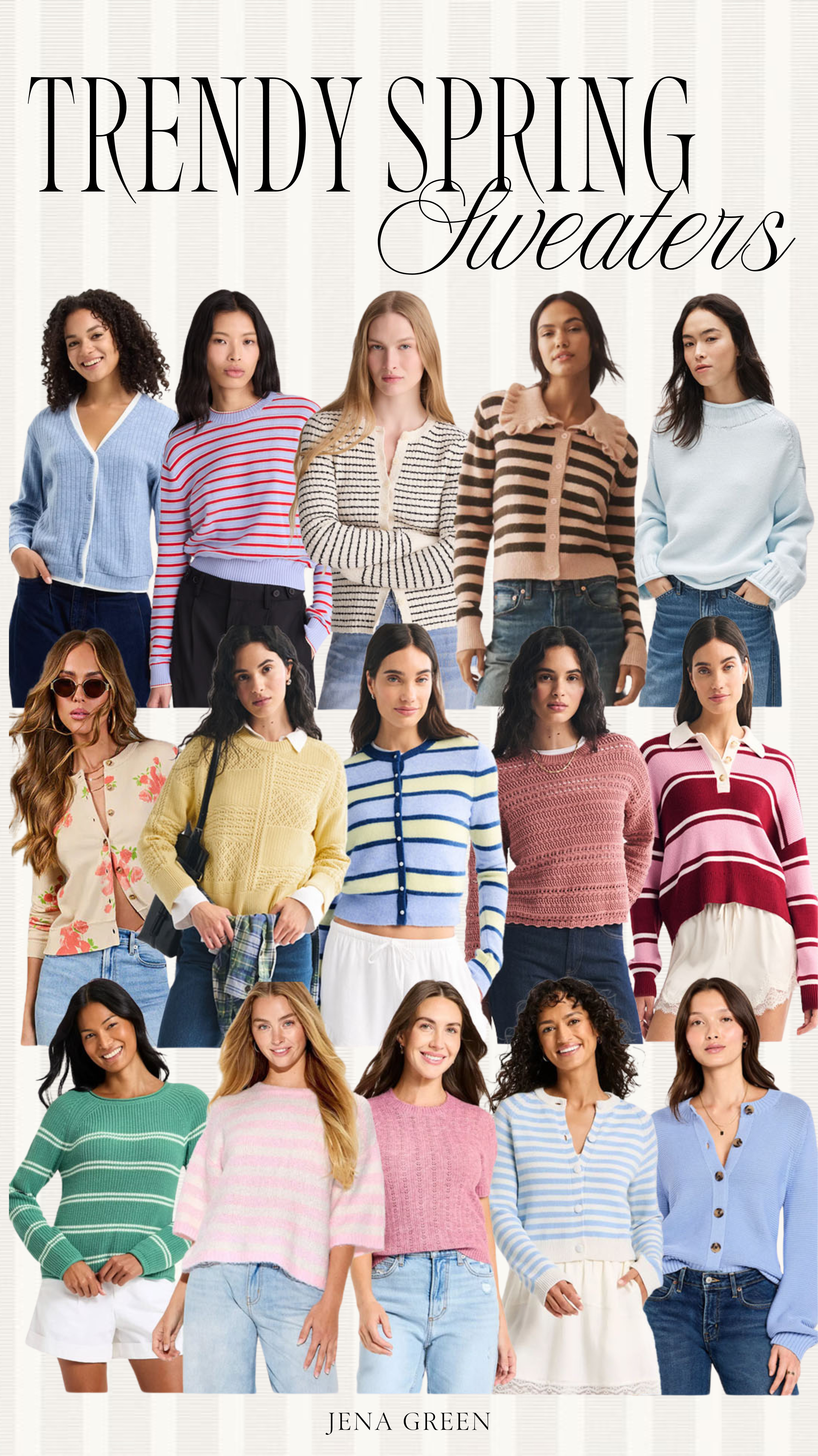 Trendy Spring Sweaters | Spring Fashion | Winter to Spring Sweaters | Trendy Sweaters | Button Up Sweaters | Button Up cardigans | Striped Sweaters | Colorful Sweaters | Spring Transition 

 #LTKootd #LTKSeasonal