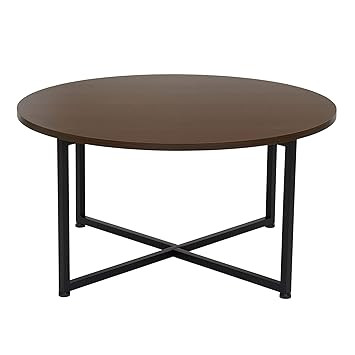 Household Essentials Round Walnut Brown Coffee Table, | Amazon (US)
