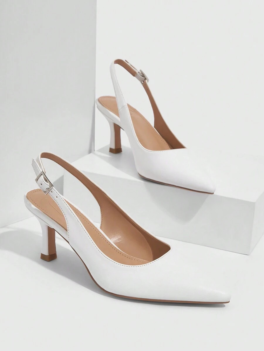 CUCCOO BIZCHIC Women's Fashionable White High Heel Shoes Vacation Shoes Summer Elegant Basics Bus... | SHEIN