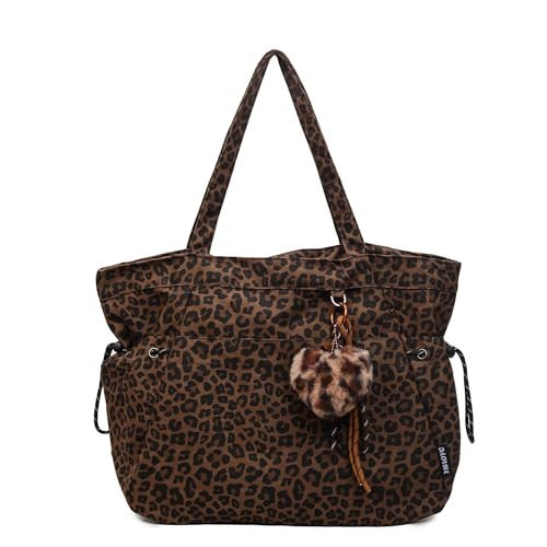 leopard cheetah print tote bag for women, y2k animal print purse with zipper, large work tote bags with pockets, everyday purse for travel cheetah gifts accessories stuff | Amazon (US)