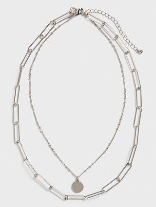 Double Layered Paperclip Necklace | Banana Republic Factory