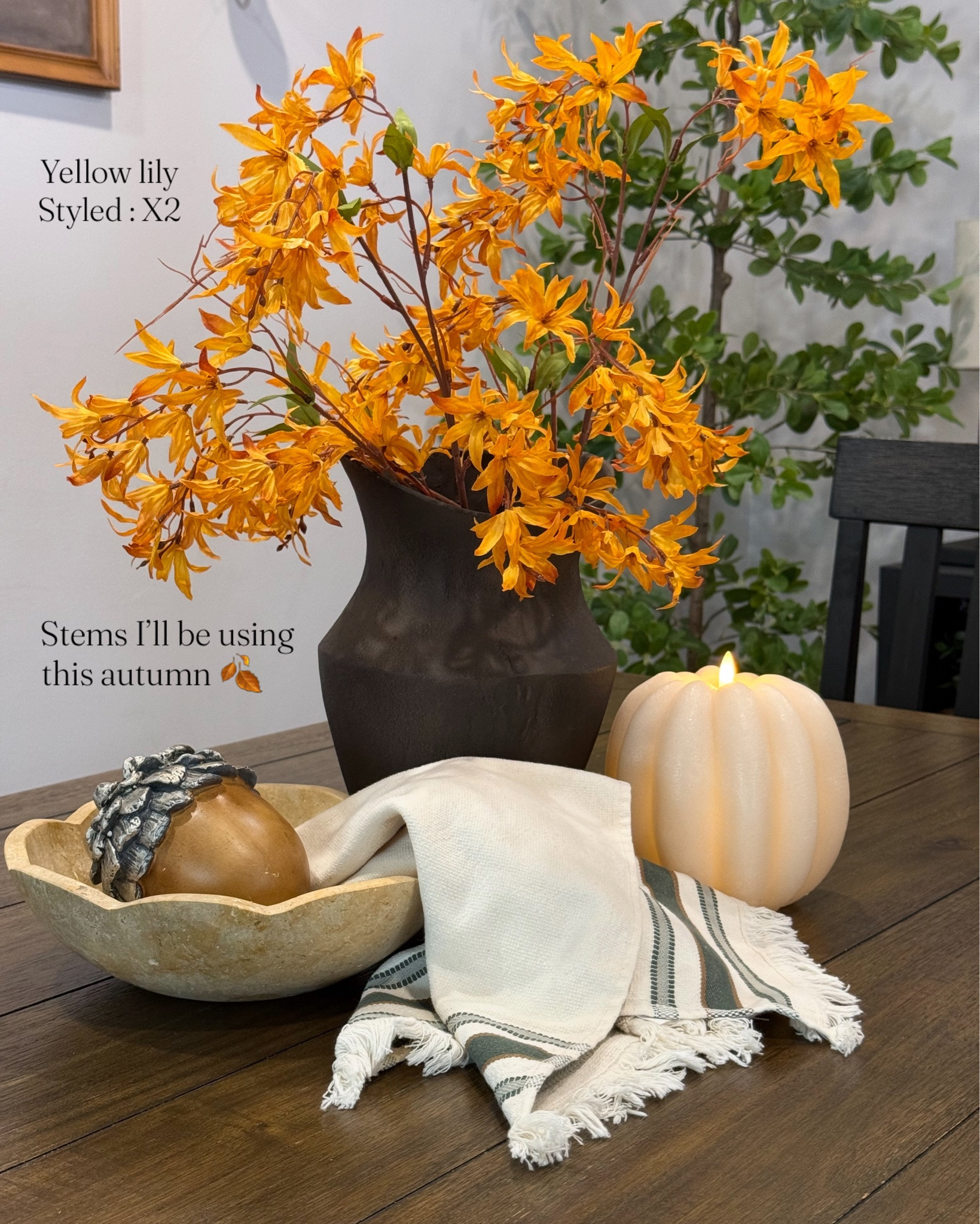 These are some of the stems I’ll be reaching for this fall season.  Adding some warmth, realistic touches ,and creating that cozy autumn feel.

Save this post for your next fall decor shopping trip, and follow along for more cozy home decor inspiration.