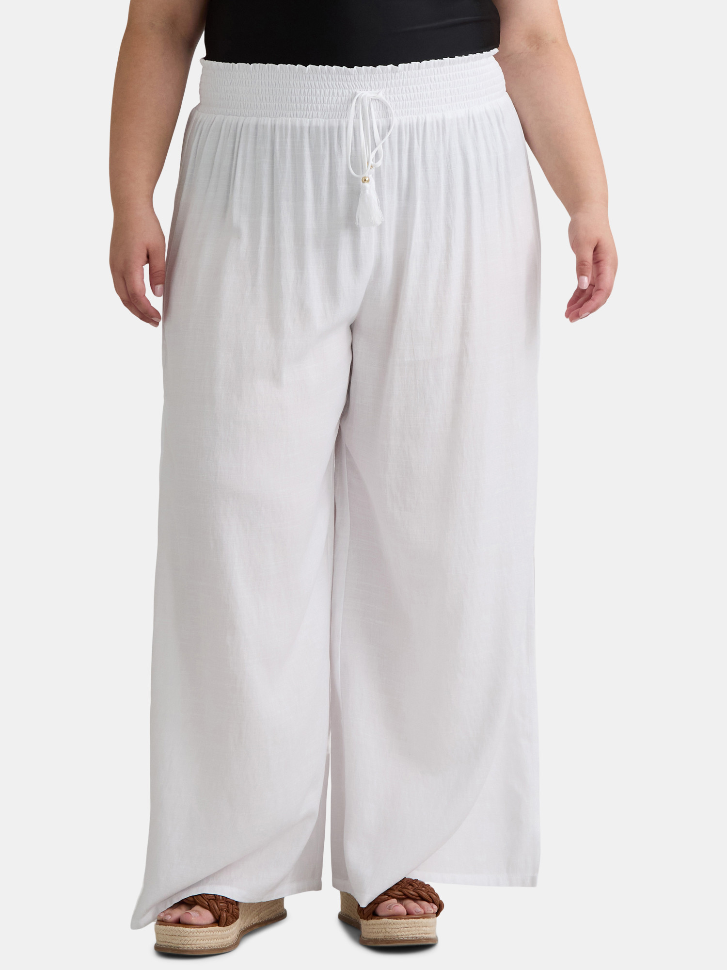 Time and Tru Women's and Women’s Plus Smocked Coverup Pants with Side Slits, Sizes XS-3X | Walmart (US)
