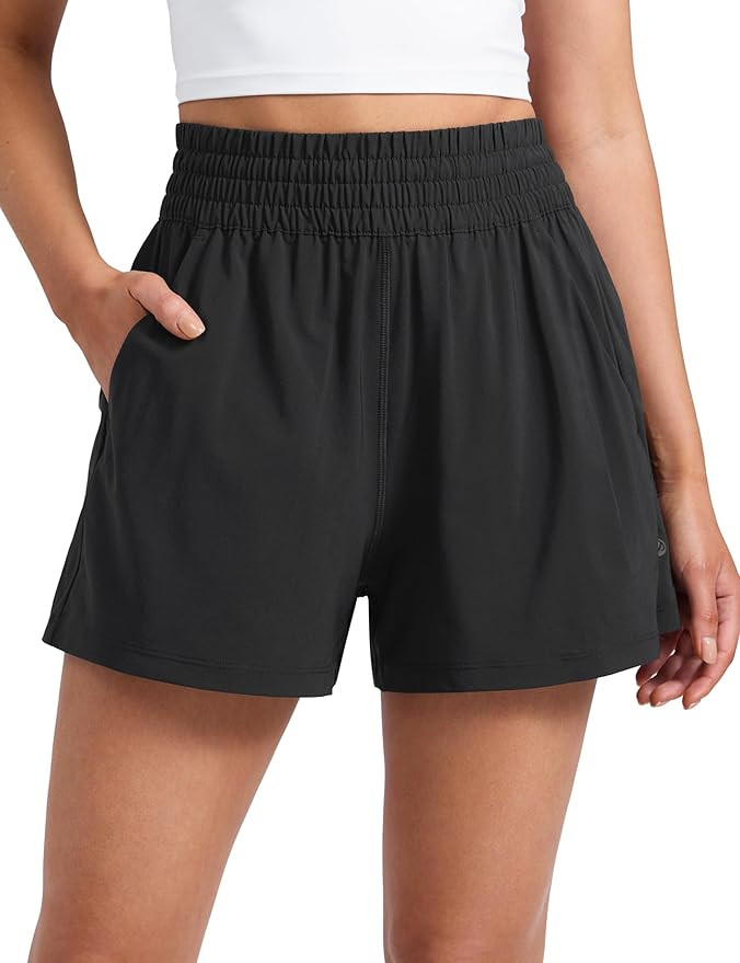 CRZ YOGA Linerless Relaxed Casual Shorts for Women 3" - High Waisted for Lounge Athletic Golf wit... | Amazon (US)