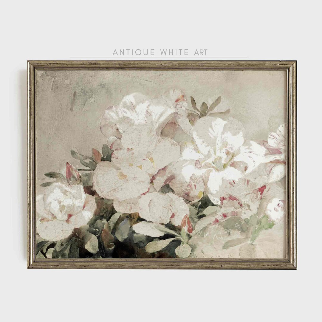 Vintage Printable Neutral Flower Wall Art, Muted Flowers Painting, Vintage Soft Oil Painting, War... | Etsy (US)