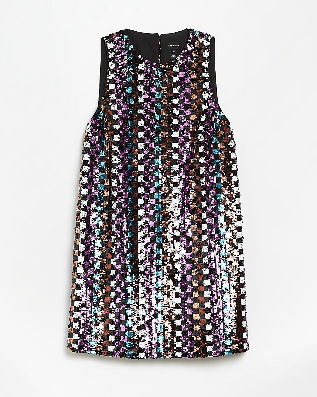 Black check sequin shift mini dress | River Island (UK & IE)