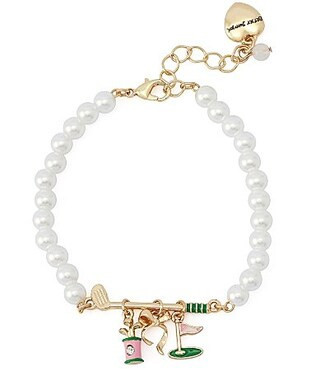 Betsey Johnson Golf Charm Pearl Strand Line Bracelet - Green | Dillard's