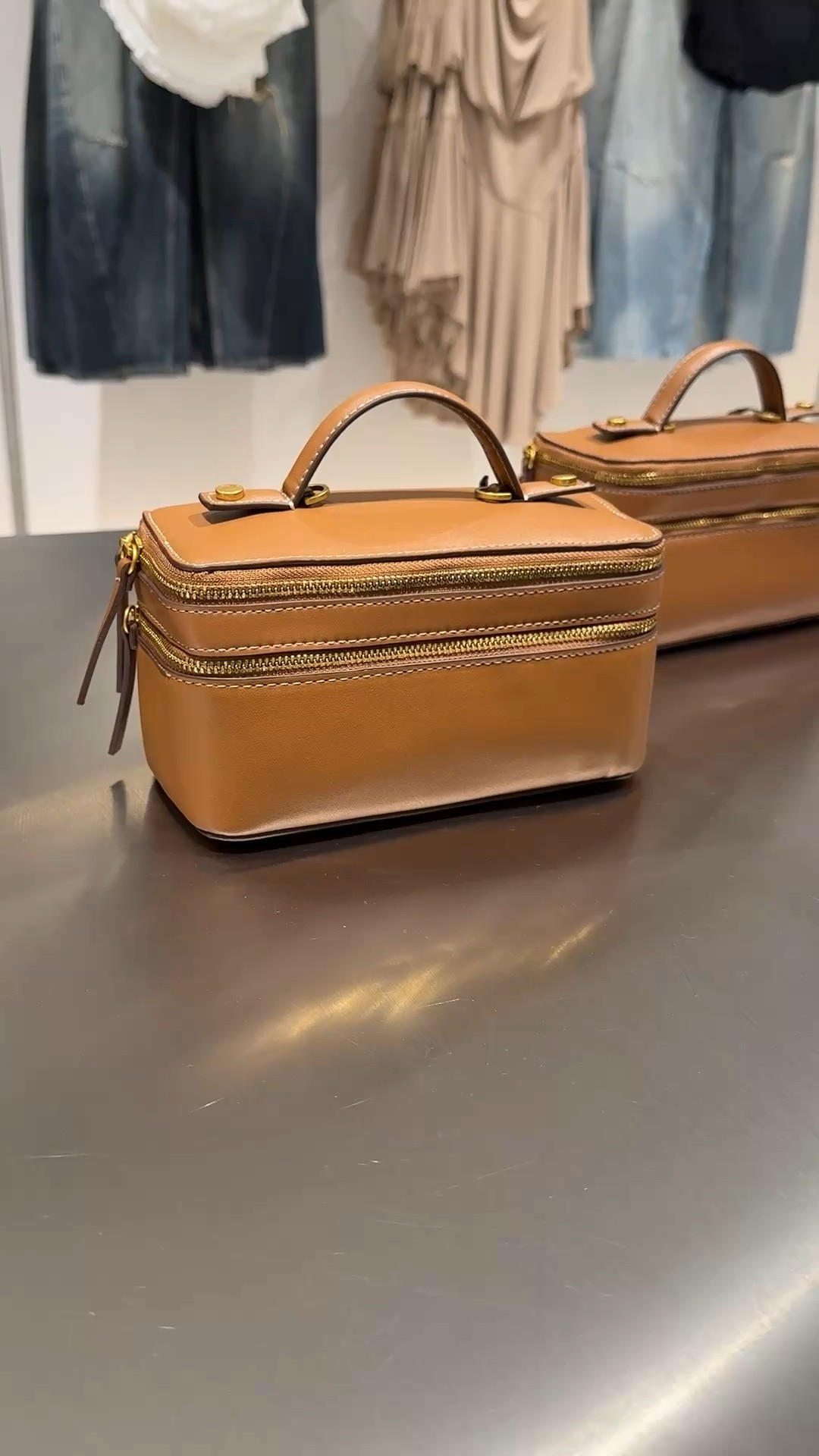Tan faux leather vanity bag find!!