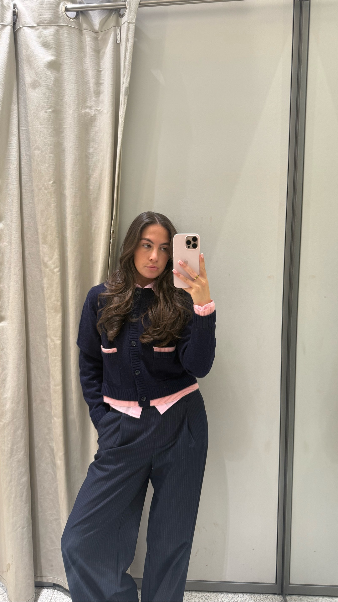 Workwear - navy knitwear - pink shirt - new in - Zara - pinstripe trousers 

#LTKwinter #LTKworkwear #LTKuk