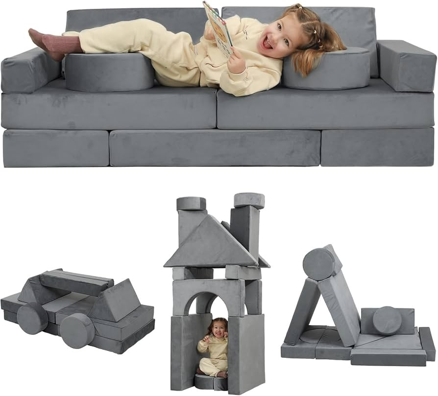 14pcs Kids Play Couch Modular Nugget Sofa Couch Sectional Kids Sofa Convertible Play Couch Toddle... | Amazon (US)