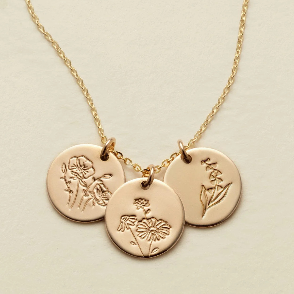 Made By Mary Birth Flower Stacker Necklace—1/2" Disc | Hand Stamped | Made By Mary | Made By Mary