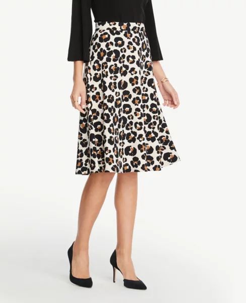 Petite Leopard Print Midi Skirt | Ann Taylor Factory