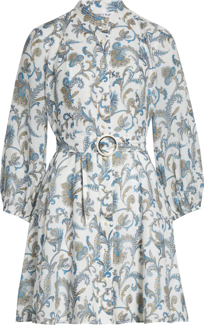 Kumar Long Sleeve Floral Paisley Linen & Silk Dress | Nordstrom