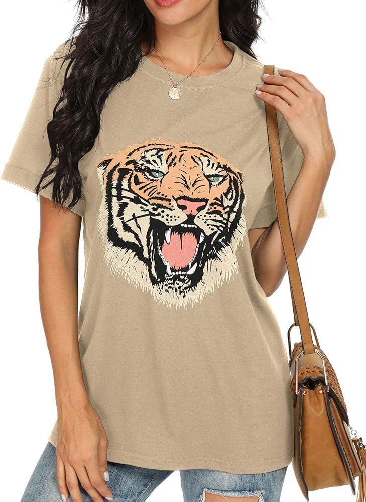 ANIXAY Women Casual Summer Funny Short Sleeve Round Neck Beach Basic Shirts Graphic Tee Boutique ... | Amazon (US)