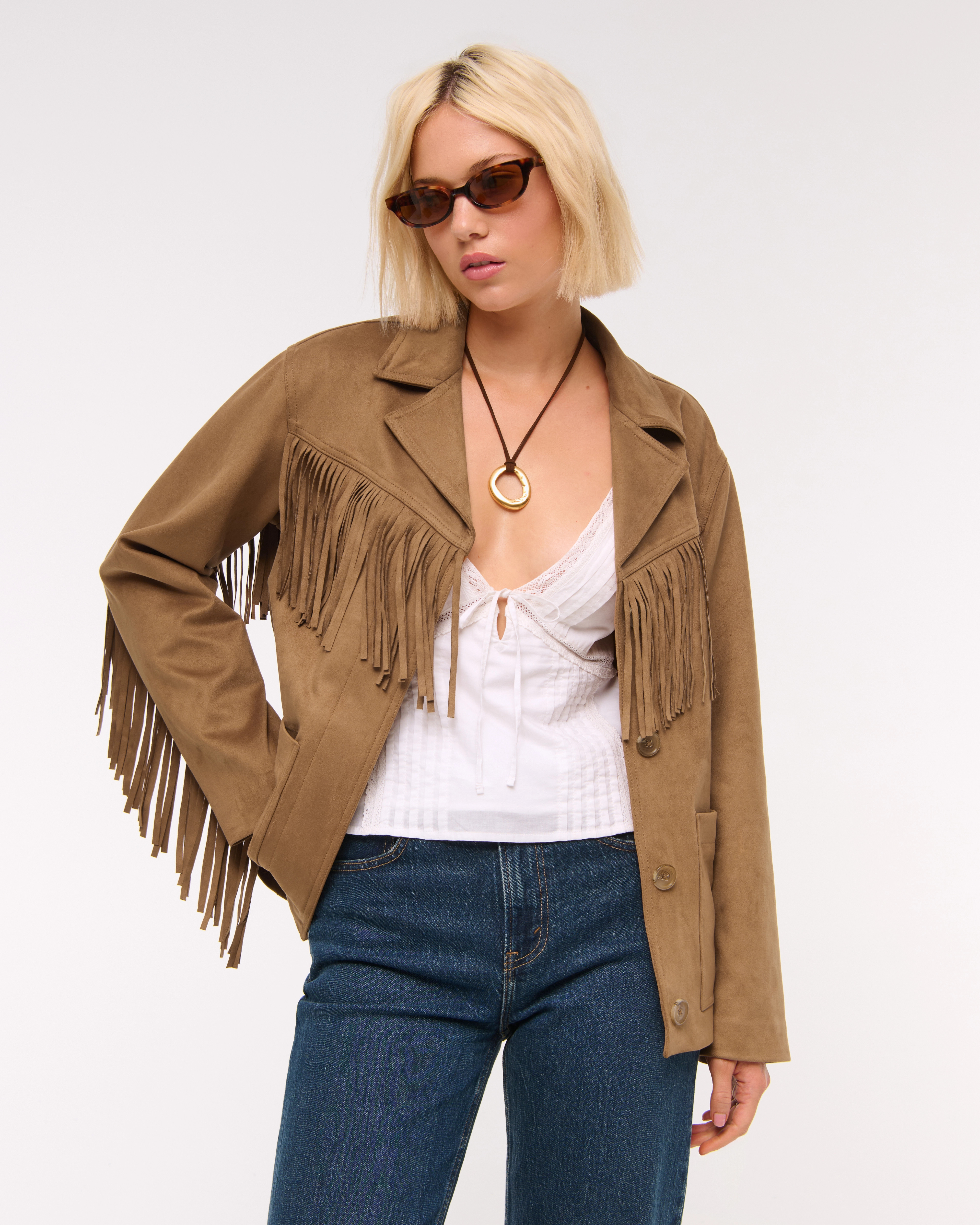 Vegan Suede Fringe Jacket | Abercrombie & Fitch (US)
