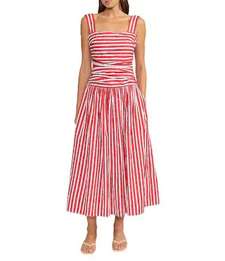 Georgie Stripe Print Square Neck Sleeveless Midi Dress | Dillard's