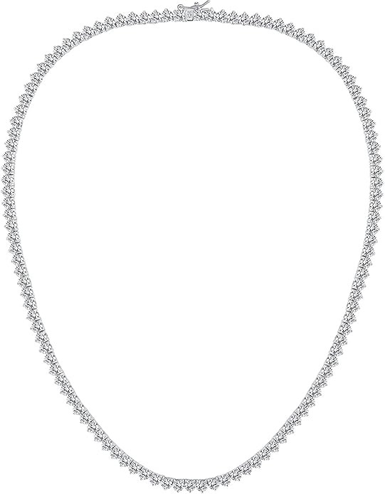 Gemsme 4mm Tennis Necklaces for Women - 3 Prong 18K White Gold Plated Round Cubic Zirconia Classi... | Amazon (US)