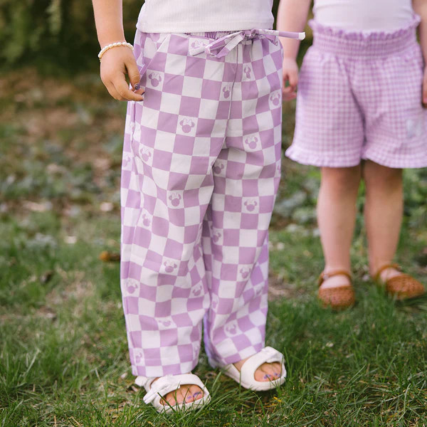 Mini Disney Audrey Wide Leg Pants, Purple Check | Albion Fit