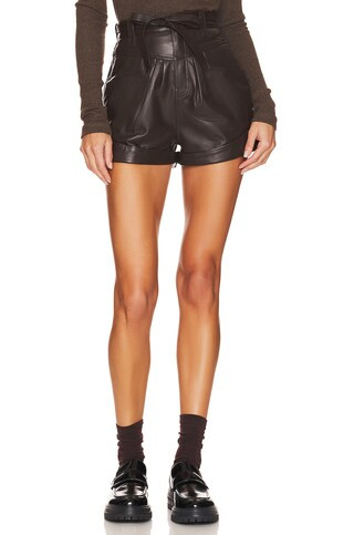L'Academie Savon Leather Shorts in Brown from Revolve.com | Revolve Clothing (Global)