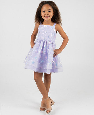 Girls 2T-6X All-Over Sequin and 3D Flowers Dress | Macy's