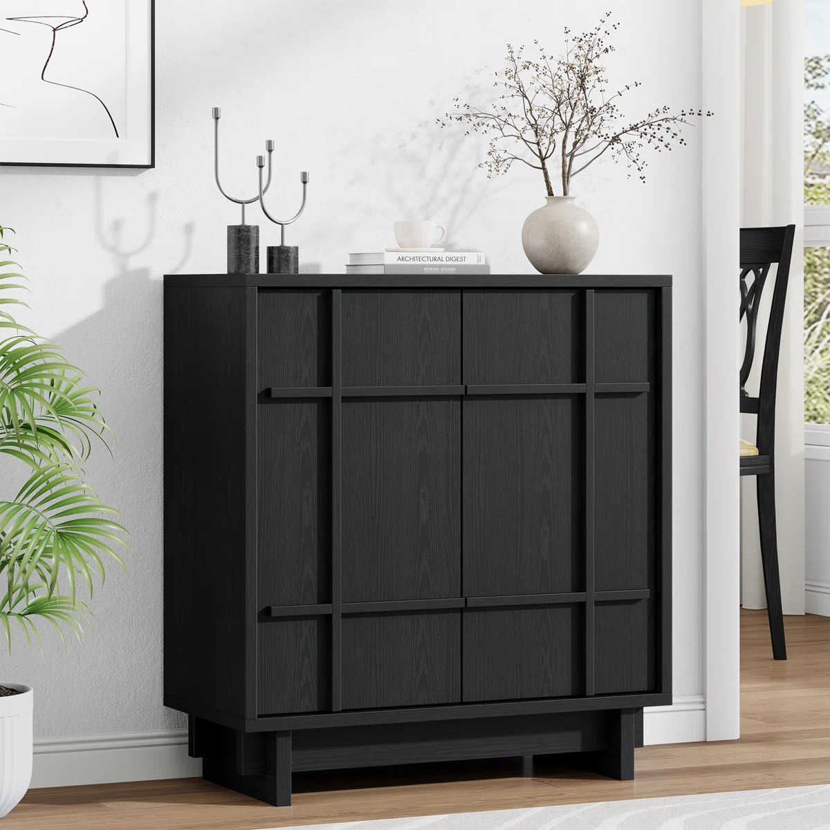 1Pcs Modern Sideboard Buffet Cabinet With Linear Panel Design, Storage Buffet & Entryway Cabinet ... | Wayfair North America