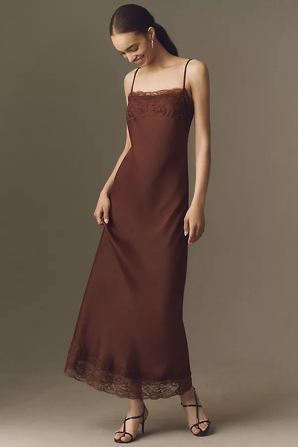Lace Satin Slip Maxi Dress | Anthropologie (US)