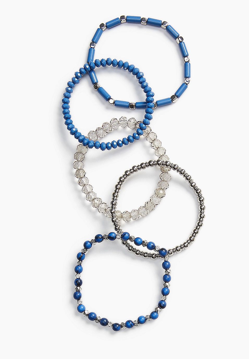 5 Piece Blue Beaded Stretch Bracelet Set | Maurices