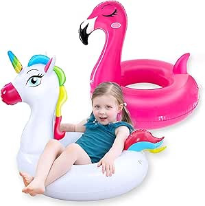 2 Pack Pool Floats for Kids Unicorn Flamingo Swim Ring Kids Pool Floaties Inflatable Swimming Poo... | Amazon (US)