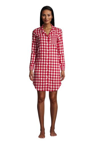 Draper James x Lands' End Women's Petite Long Sleeve Flannel Nightshirt with Pockets | Lands' End (US)