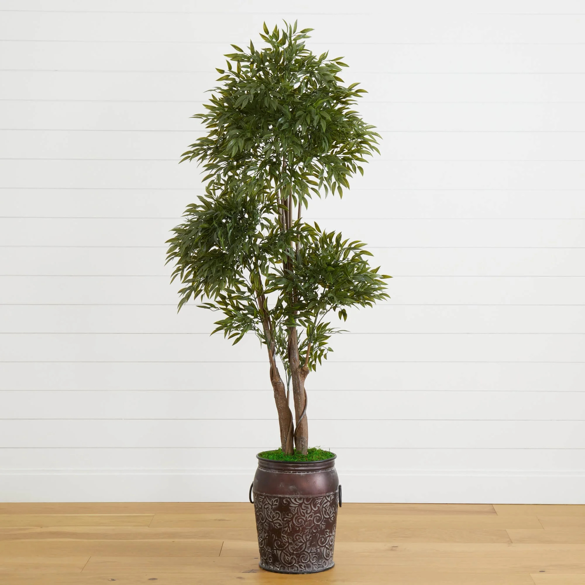 82” Ruscus Artificial Tree in Planter UV Resistant (Indoor/Outdoor) | Nearly Natural | Nearly Natural