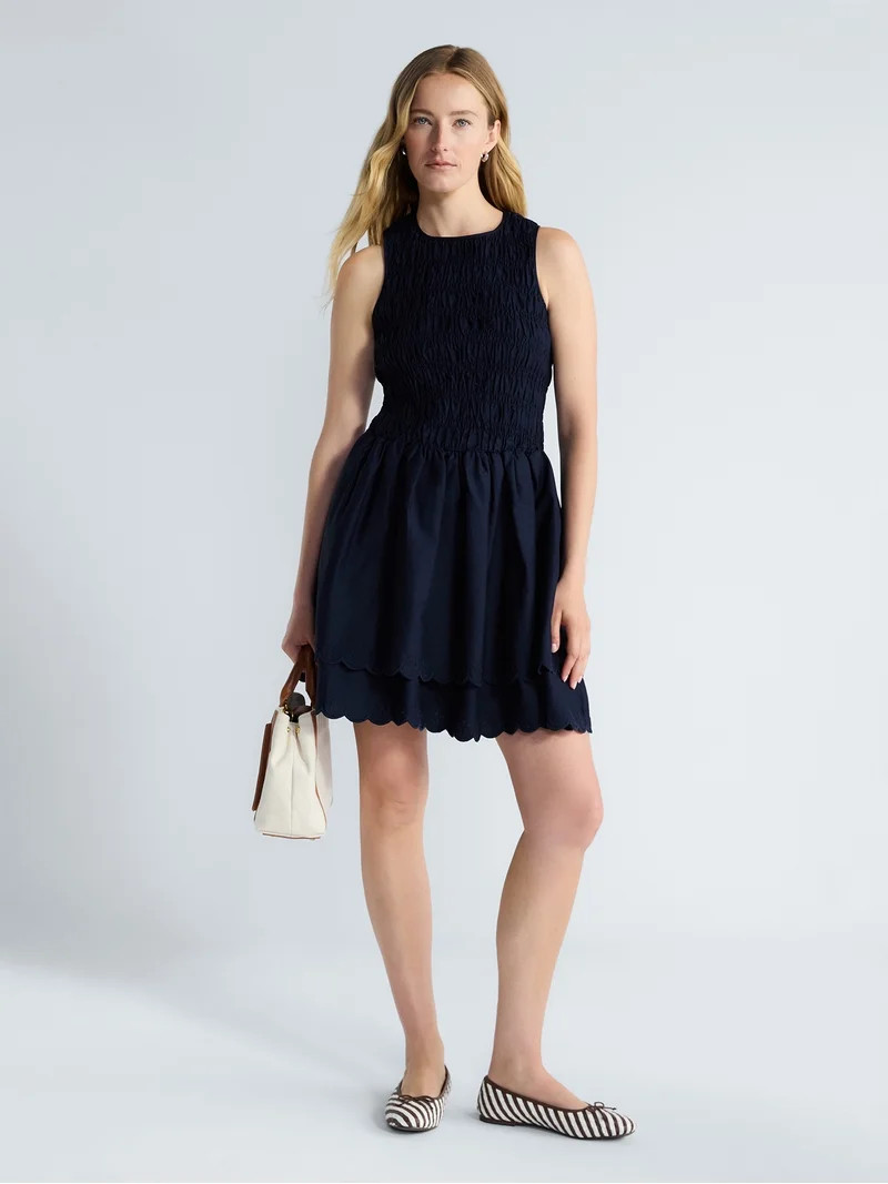 Free Assembly Women's and Women's Plus Smocked Cotton Sleeveless Mini Dress, Sizes XS-4X | Walmart (US)