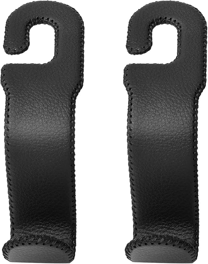 Leather Car Seat Hooks - U-Shaped Purse Holder for Car, Fully Leather-Wrapped Headrest Hooks for ... | Amazon (US)