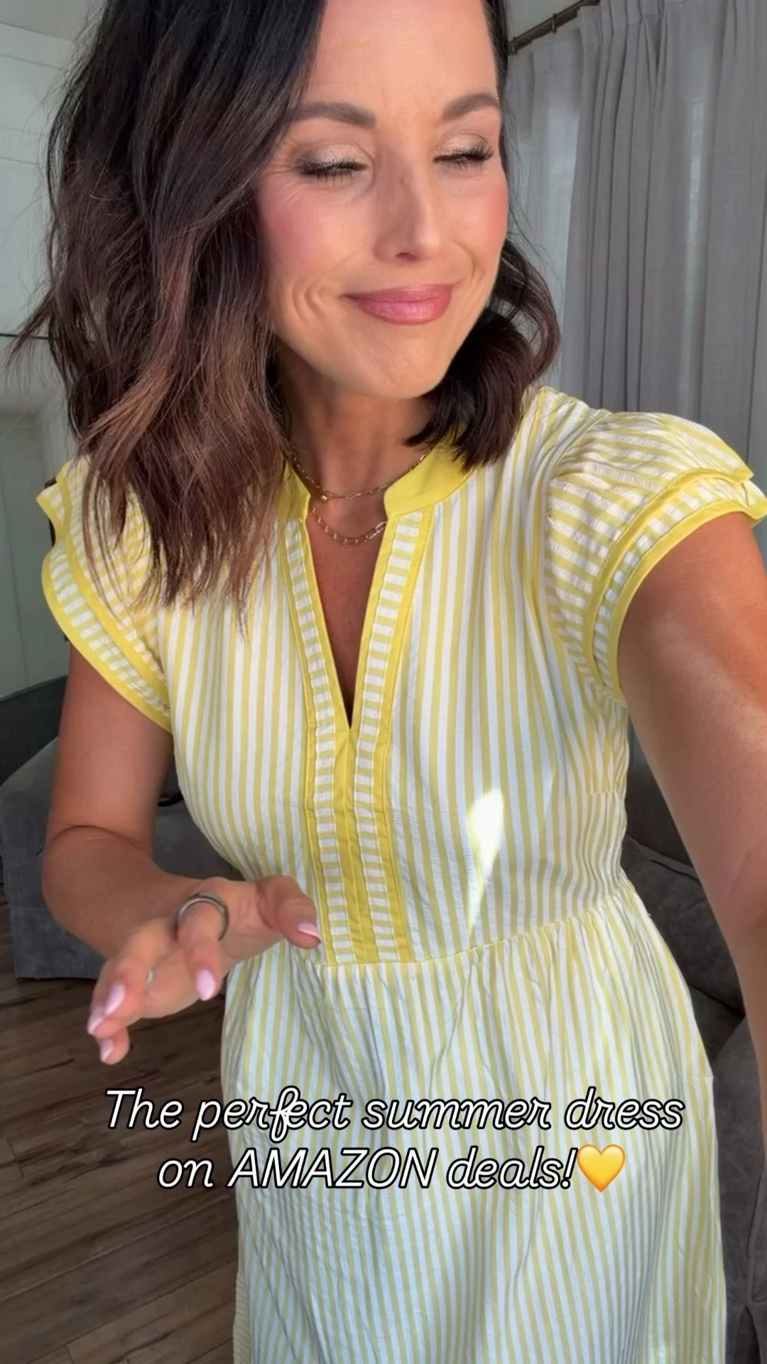 Amazon has seriously been coming through with the summer dresses lately ☀️💛

This yellow striped midi is lightweight, has the cutest flutter sleeves, and is one of those dresses that makes you feel put together with zero effort. Perfect for church, brunch, vacation, baby showers, or just a regular summer day.

Wearing a size Small.
5’3 for reference.

#AmazonFashion #AmazonFinds #SummerDress #AmazonDeals #VacationStyle #AffordableFashion #MidiDress #SummerStyle #LTKFinds #AmazonStyle