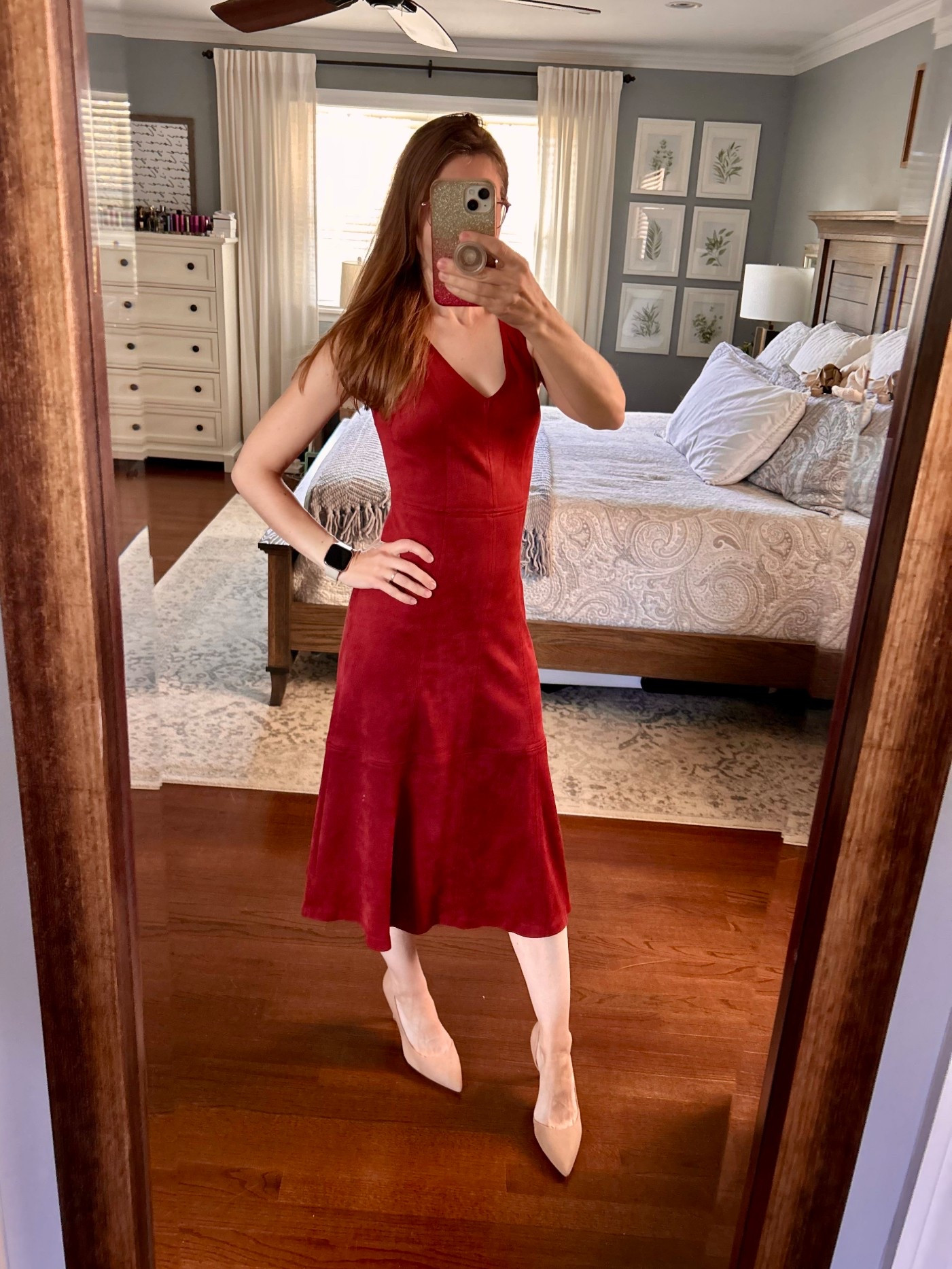 It’s hard to believe, but the holidays are quickly approaching! I’m on the hunt for beautiful holiday pieces, and this dress checks all the boxes. Pair it with a cardigan and booties to dress it down, or wear it with a dress coat for date night. 

Dress - by Vince Camuto, and is a beautiful rust-red, but also comes in black. It’s a gorgeous suede material, which I’ve paired with nude, suede heels. The top is very fitted, so size up for more breathing room. I’m wearing xs.

Guest of wedding dress
Fall guest of wedding
Winter guest of wedding


#LTKHoliday #LTKStyleTip #LTKParties