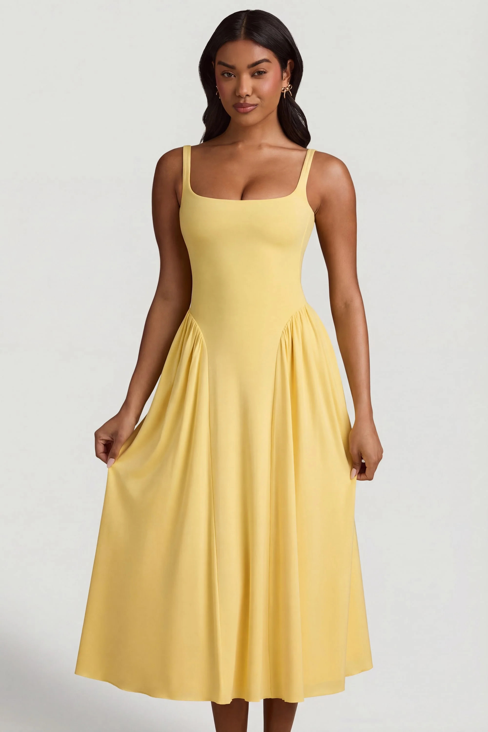 Modal A-Line Midaxi Dress in Pastel Yellow | Oh Polly