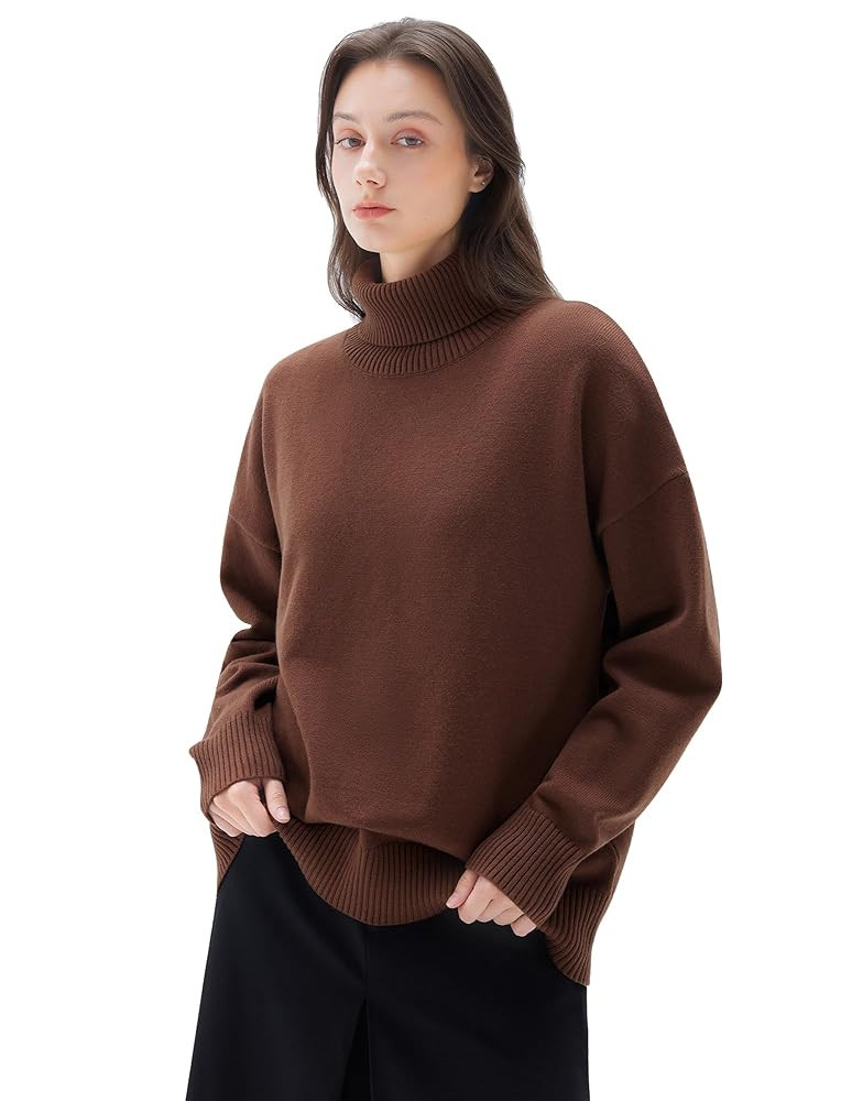 SUUKSESS Women Cashmere Oversized Chunky Turtleneck Pullover Sweater Long Sleeve Knit Jumper Tops | Amazon (US)