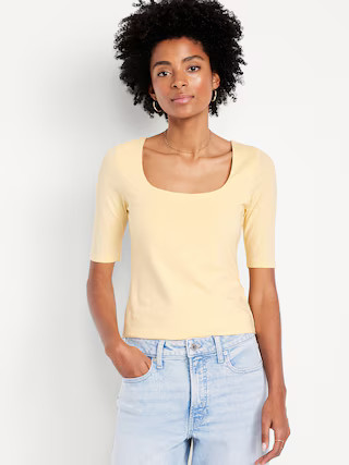 Double-Layer Scoop-Neck T-Shirt | Old Navy (US)
