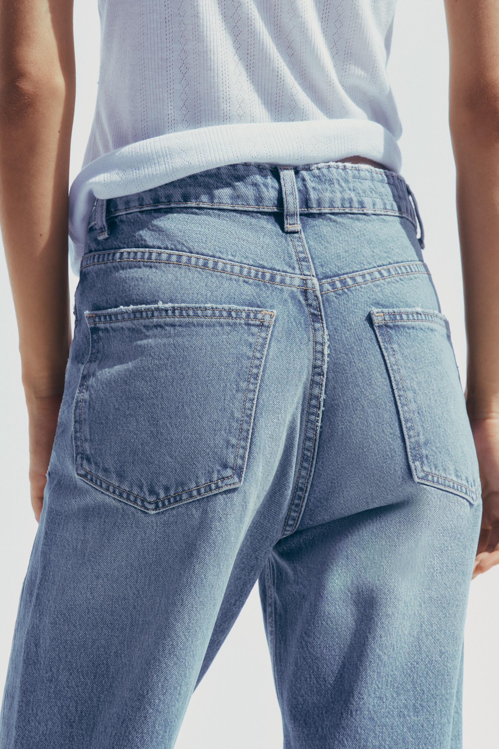 TRF RIPPED HIGH-WAIST MOM FIT JEANS | Zara US