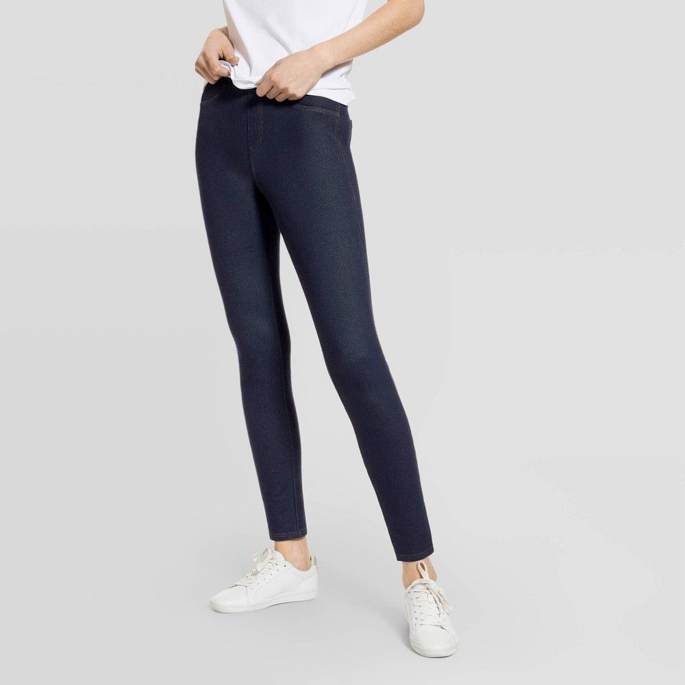 Hue Studio Women's Mid-Rise Classic Denim Jean Leggings - Dark Denim Wash S, Dark Blue | Target