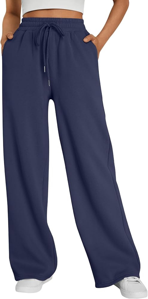 Trendy Queen Womens Wide Leg Fleece Lined Sweatpants Winter Baggy Lounge Travel Pants Fashion Out... | Amazon (US)