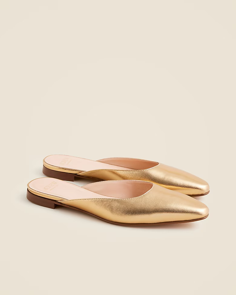 Made-in-Italy mule flats in metallic leather | J. Crew US
