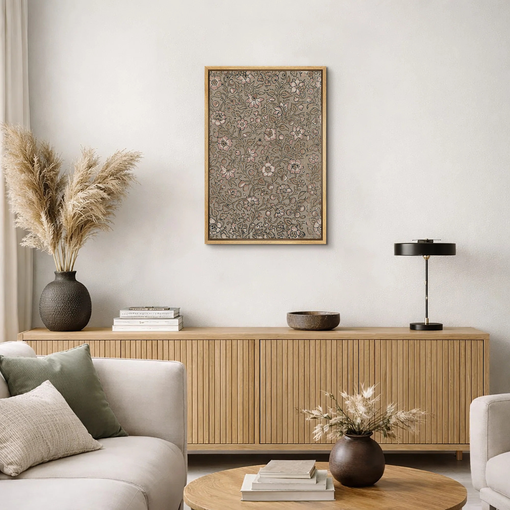 Abstract Botanical Vintage Brown Botanical Floral Artwork, Classic Modern Living Room Pictures, Giclee Canvas Digital Print Framed Wall Art | Wayfair North America