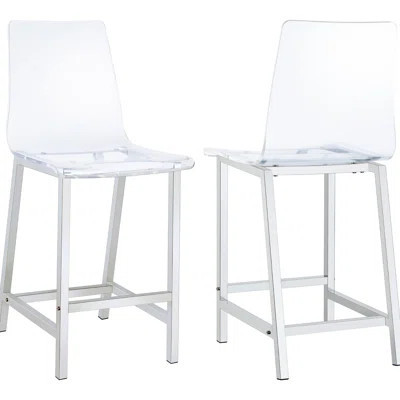 Contemporary And Bar Stools (2). Elegant Design With Finish. Comfortable Seat . 46"x21"x17 ( Of 2). Fashionable Practical. Acrylic Metal Combination. | Wayfair North America
