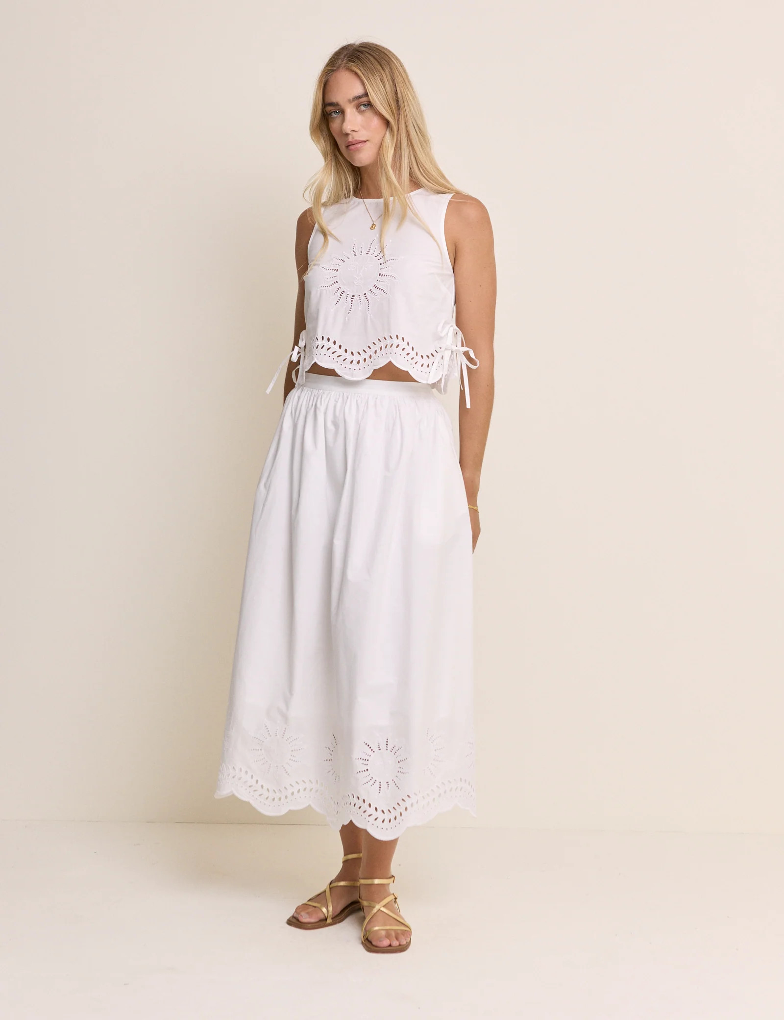 White Cutwork Top & Skirt Set | Nobody's Child